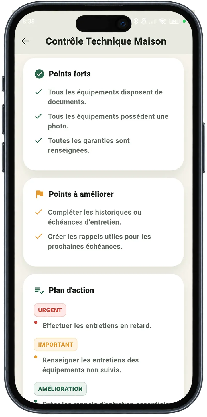 Points forts et plan d'action du Contrôle Technique Maison